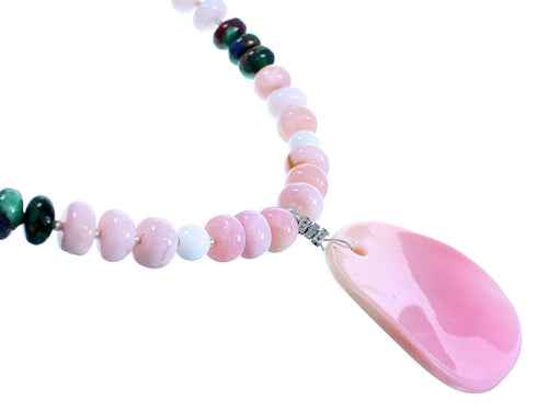 Sterling Silver Multicolor Southwest Bead Necklace And Earrings Set RX114180